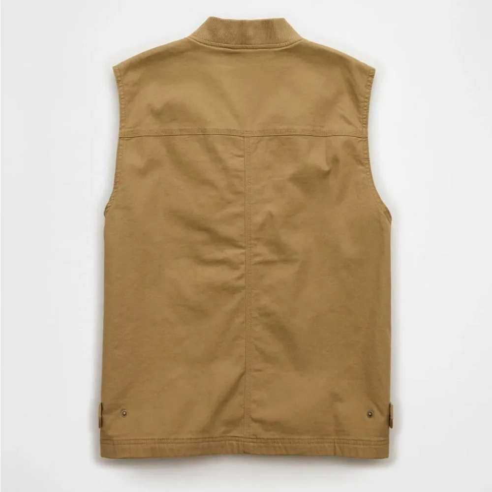 American Eagle AE Men’s Large Workwear Vest Tan Cotton Canvas Rancher Lined NWT